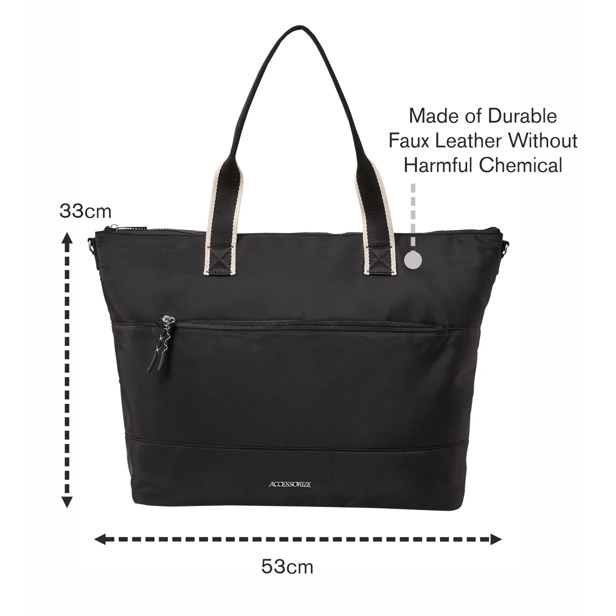 Accessorize London Women's Black Webbing Tote Bag In Recycled Nylon