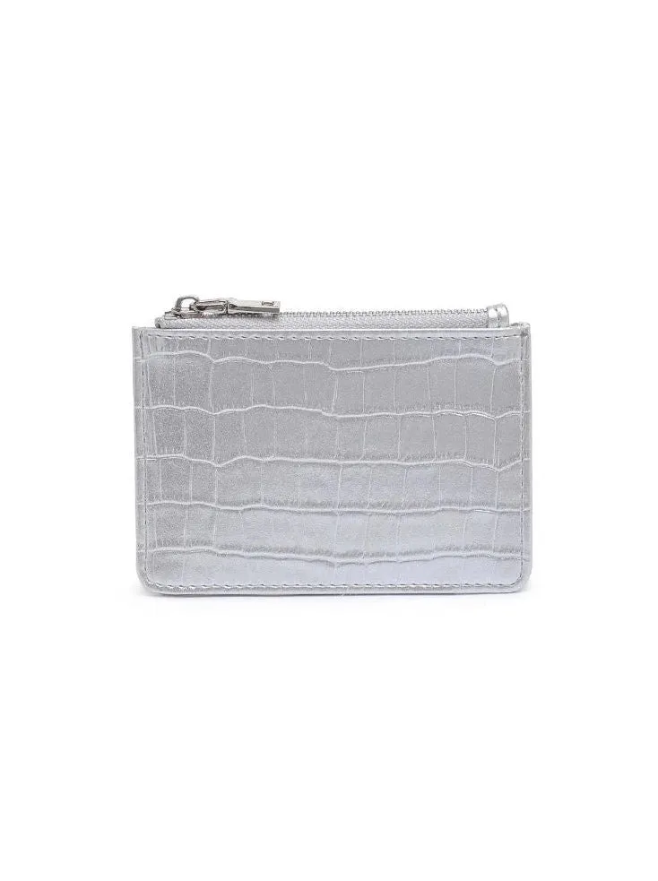 Afina Metallic Croc Card Holder