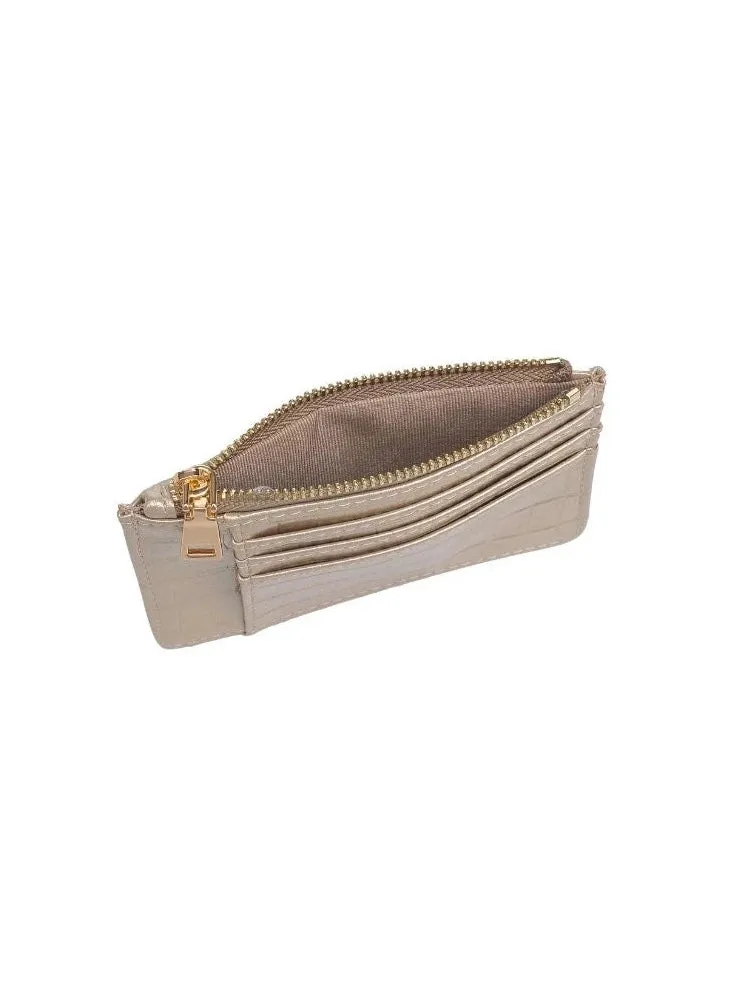 Afina Metallic Croc Card Holder