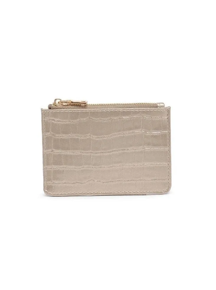 Afina Metallic Croc Card Holder