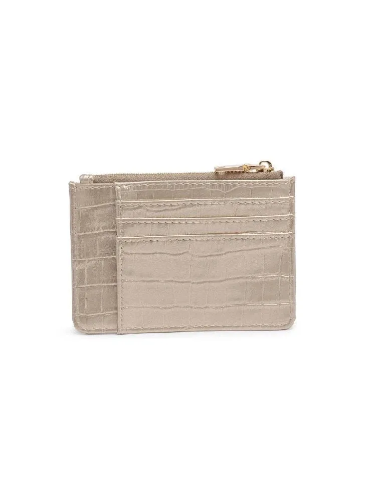 Afina Metallic Croc Card Holder