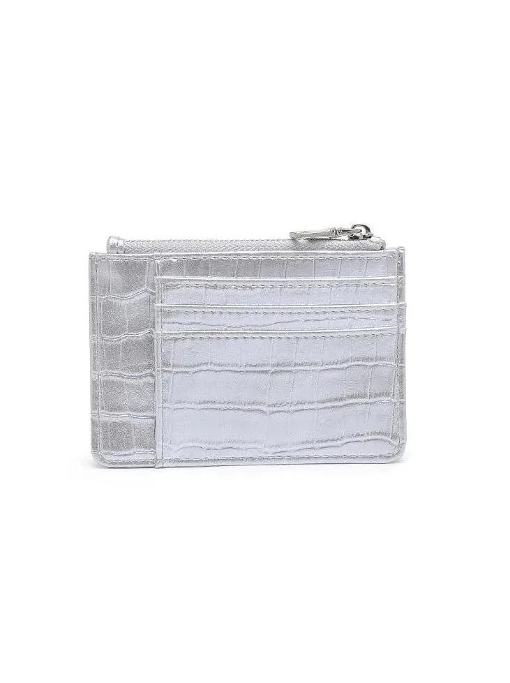 Afina Metallic Croc Card Holder