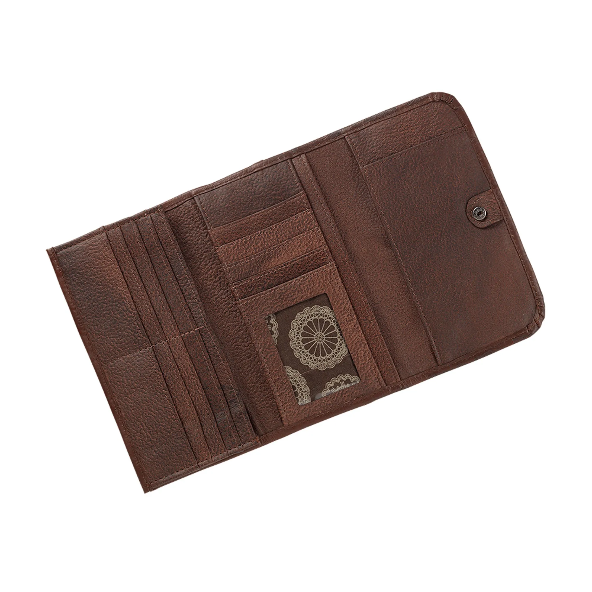 American West Chestnut Brown Leather Trifold Wallet