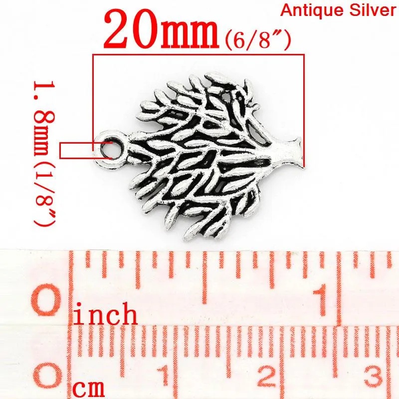 AVBeads Nature Tree Charms Silver 20mm x 16mm Metal Charms 10pcs