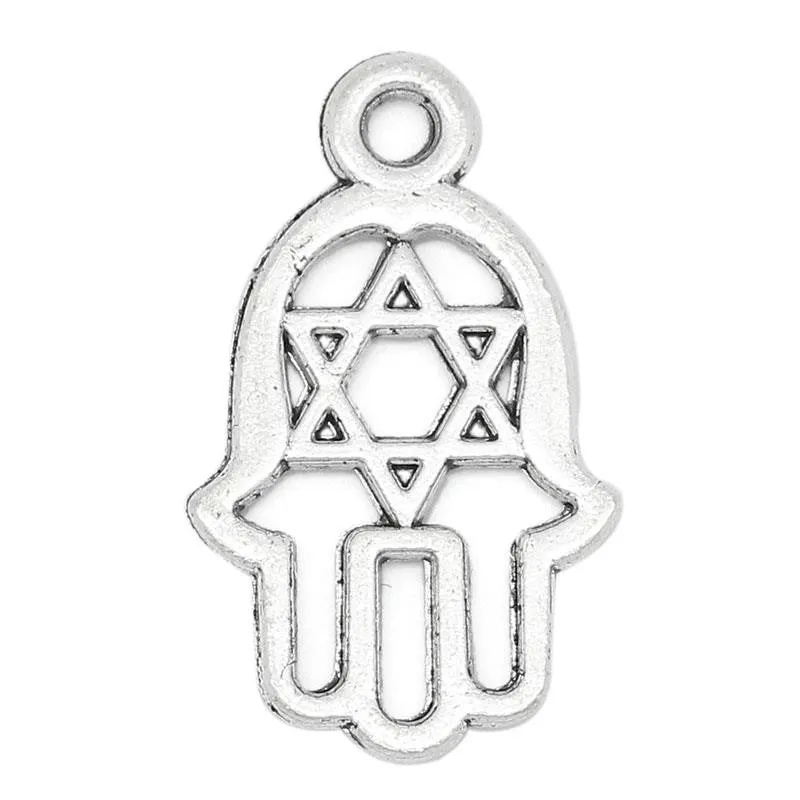AVBeads Pagan Hamsa Charms Silver 21mm x 13mm Metal Charms 10pcs