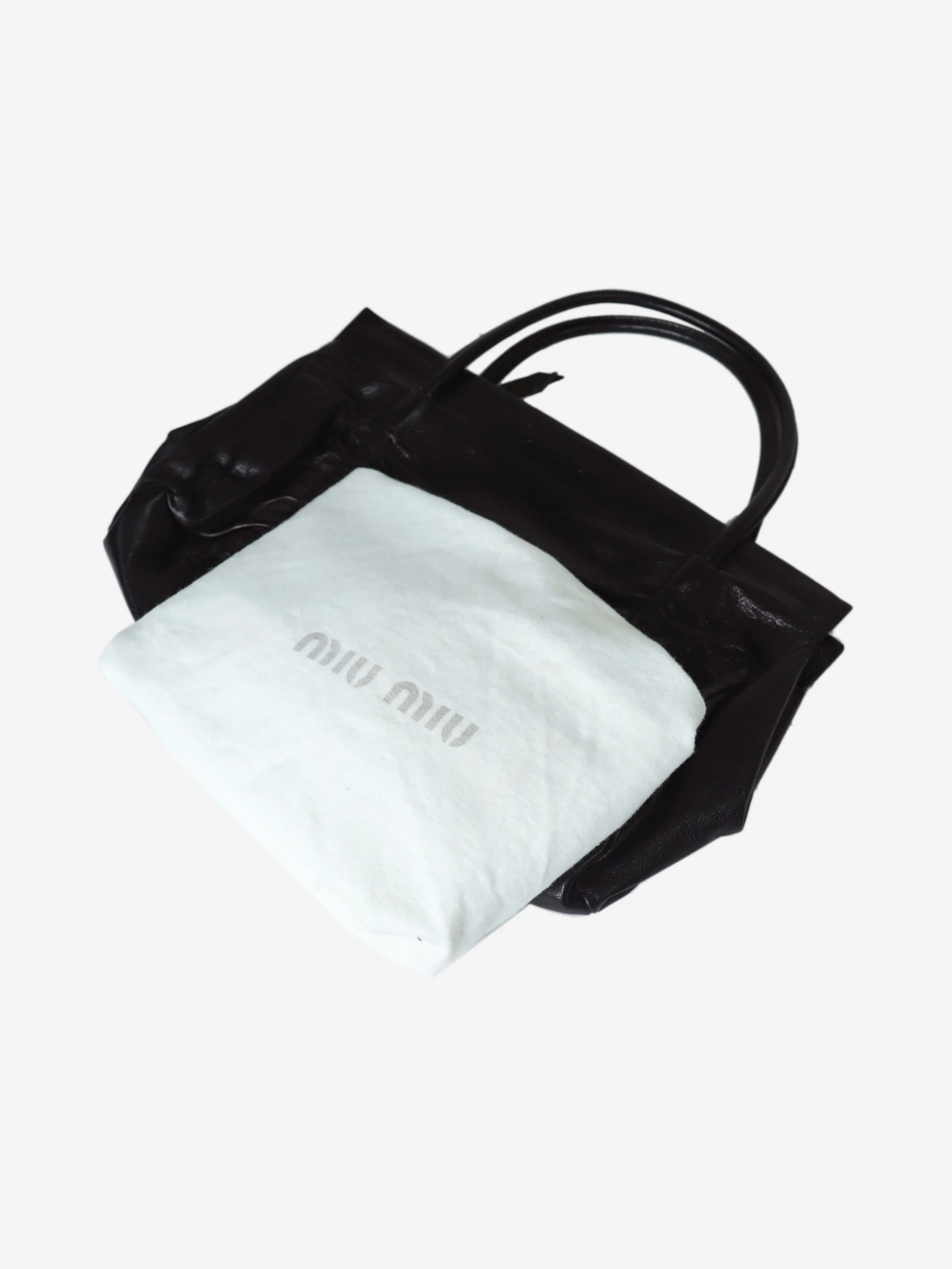 Black leather top handle bag