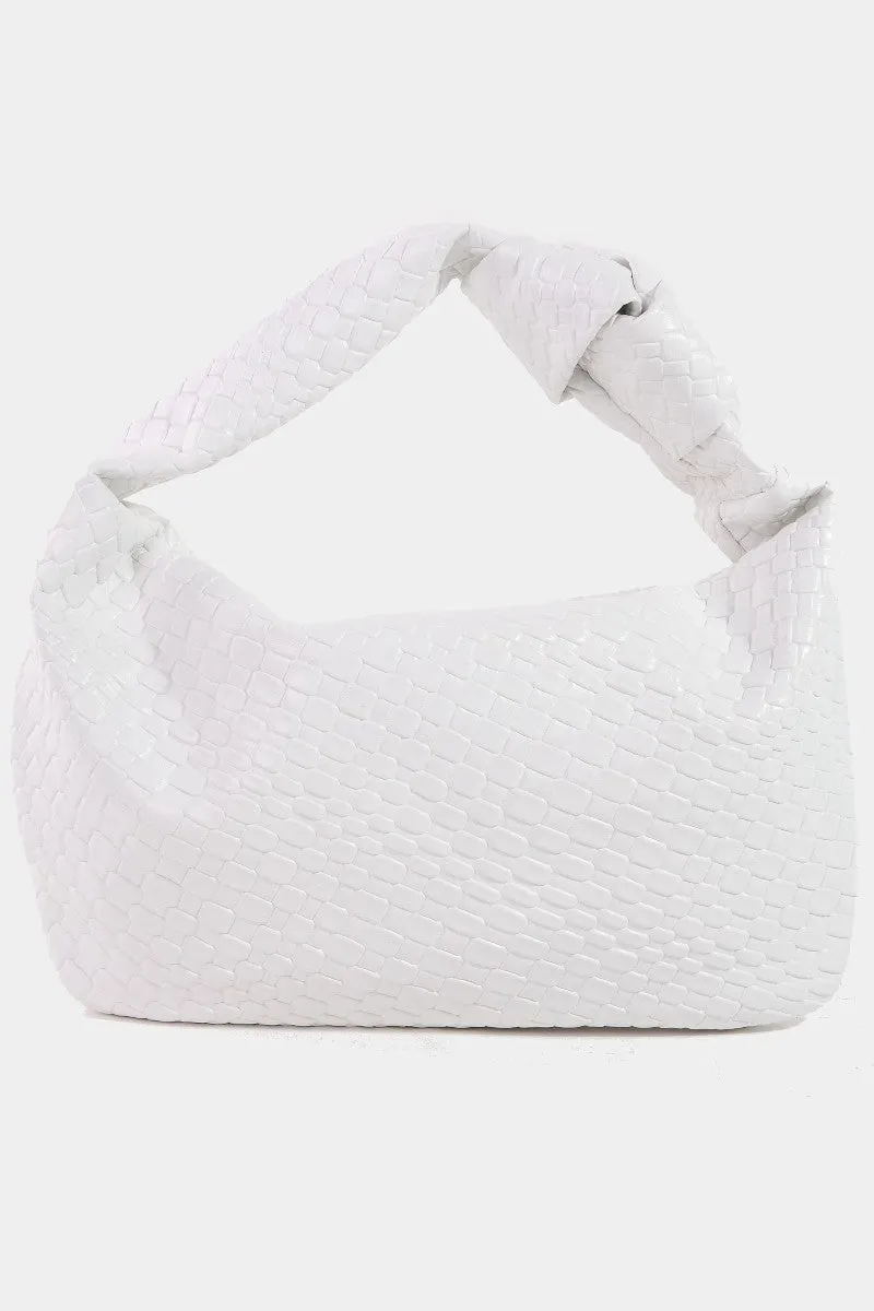 Blue Zone Planet |  Fame Weave Pattern Knotted Handle Handbag