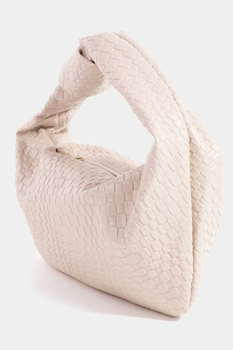 Blue Zone Planet |  Fame Weave Pattern Knotted Handle Handbag