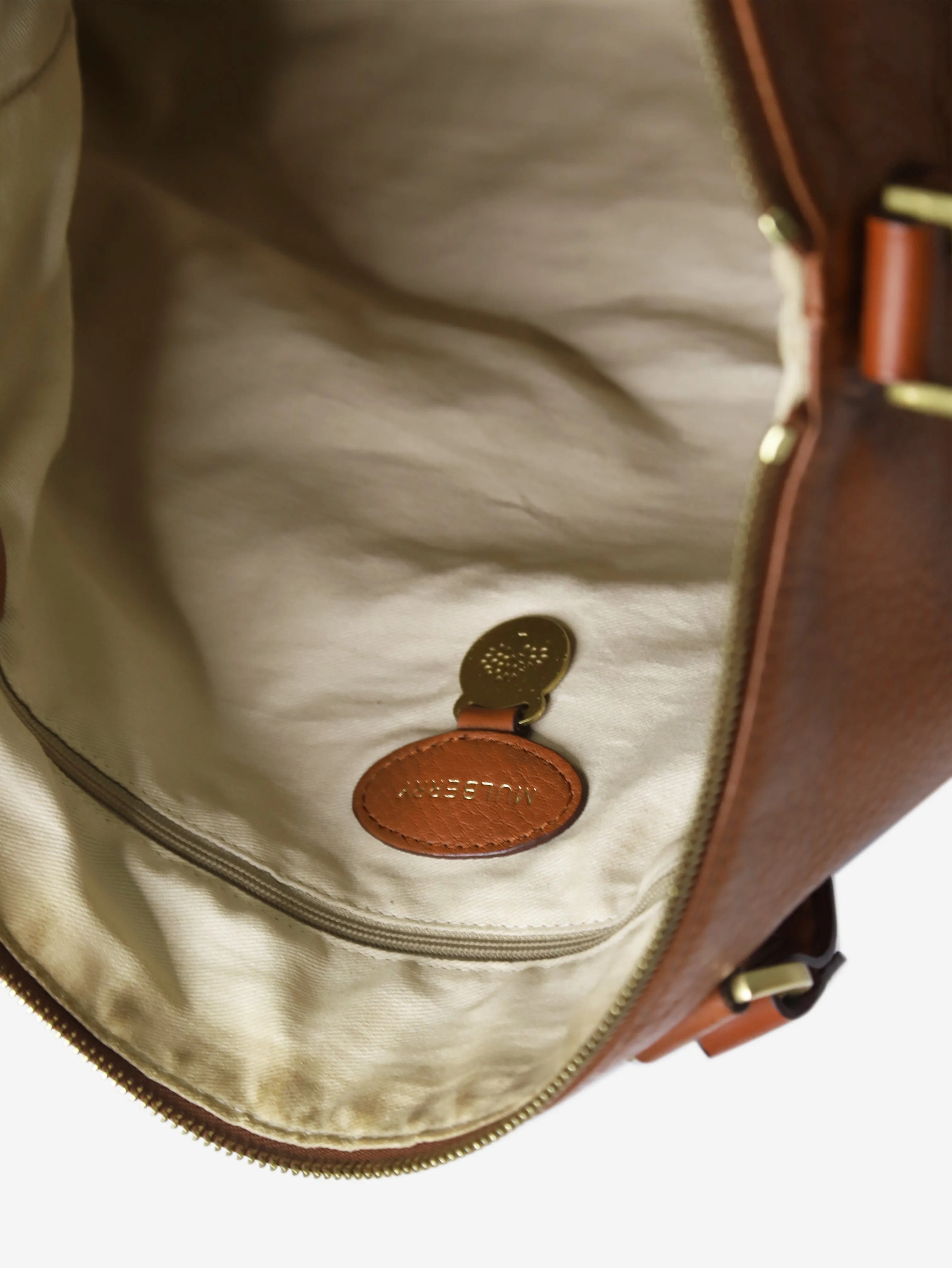 Brown tote bag with braided handle