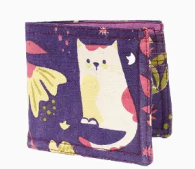 Cat & Flower Canvas Wallet - Assorted Colours