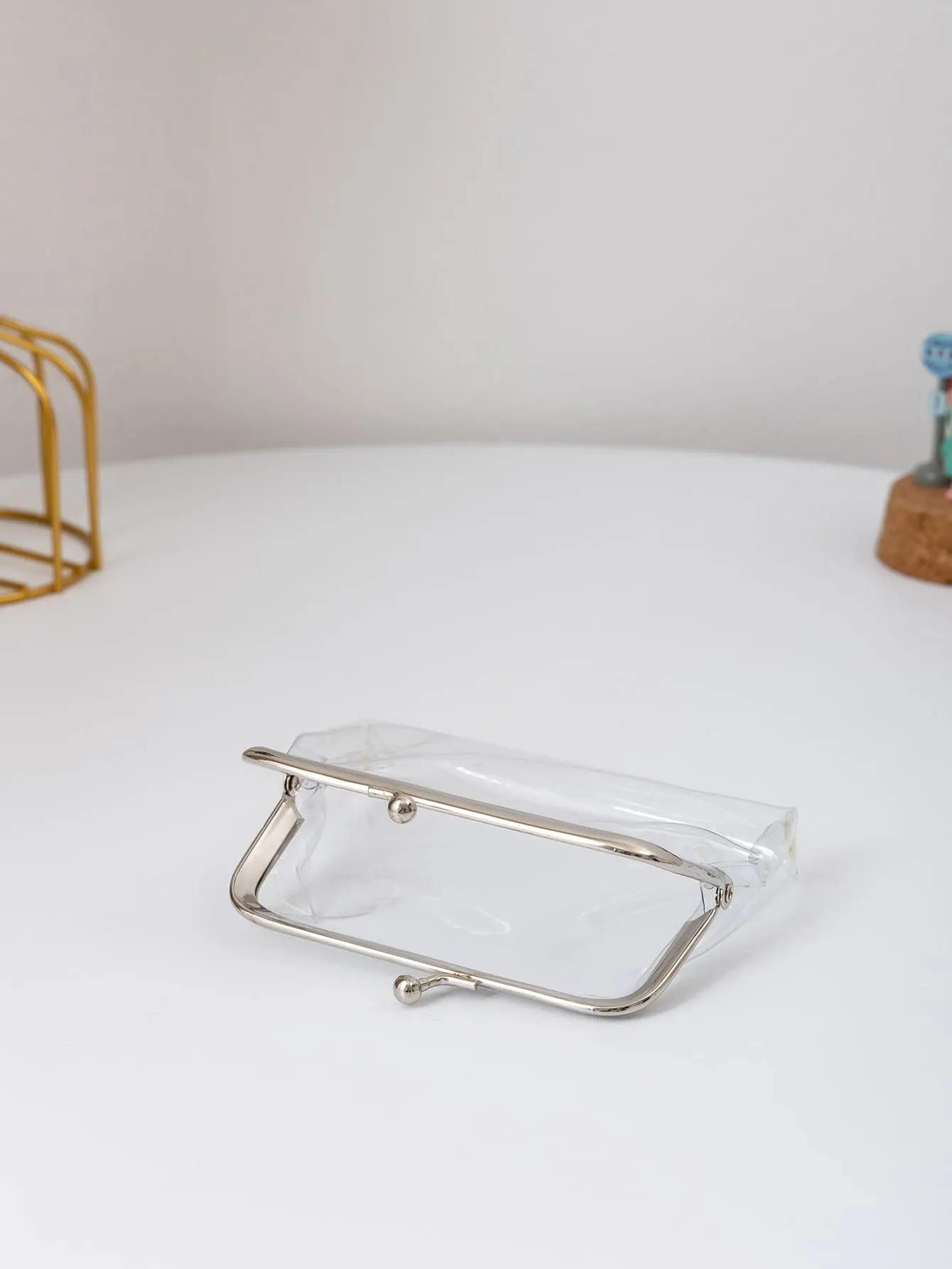Clear Kiss Lock Coin Purse Change Pouch Card Holder Coin Holder
