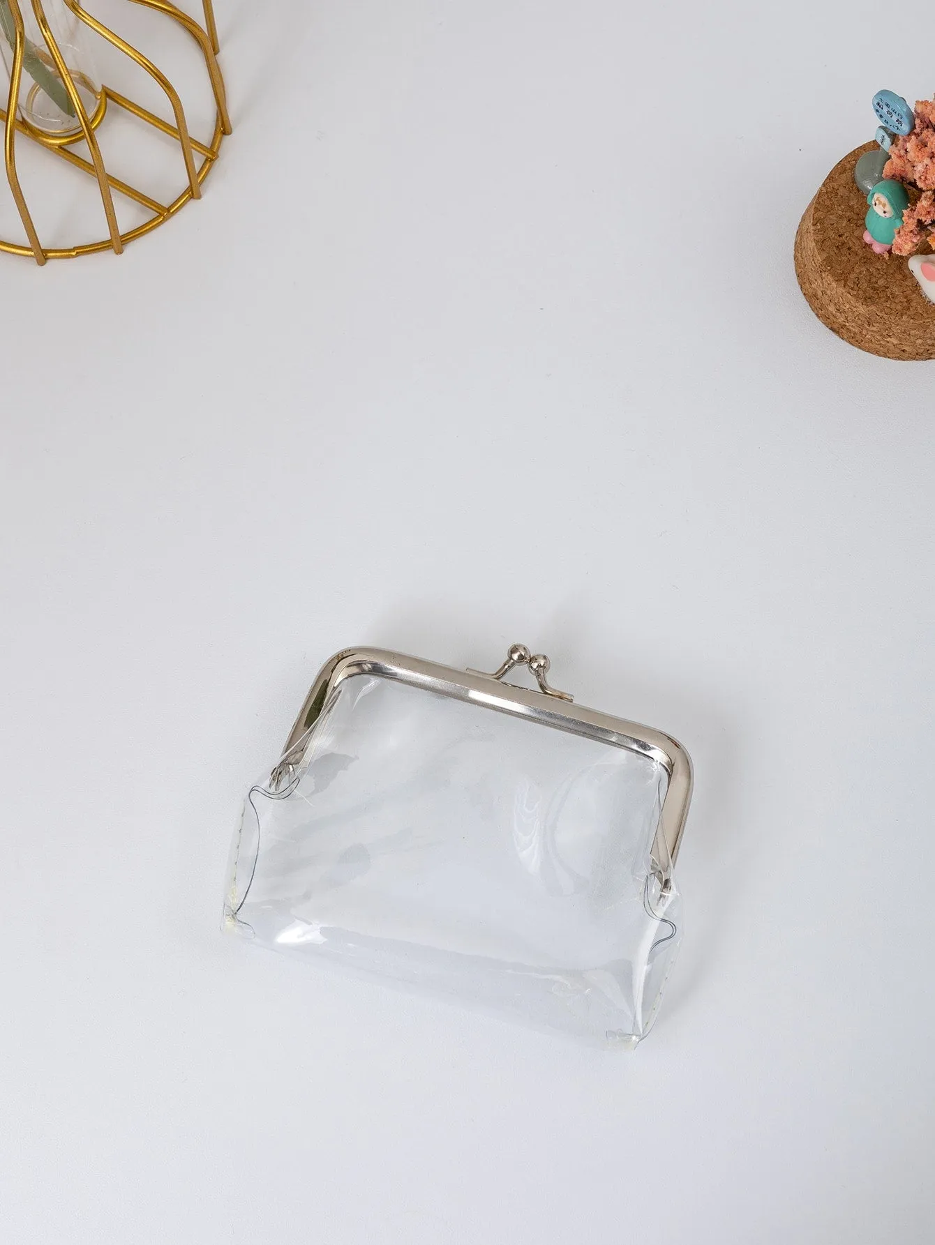 Clear Kiss Lock Coin Purse Change Pouch Card Holder Coin Holder