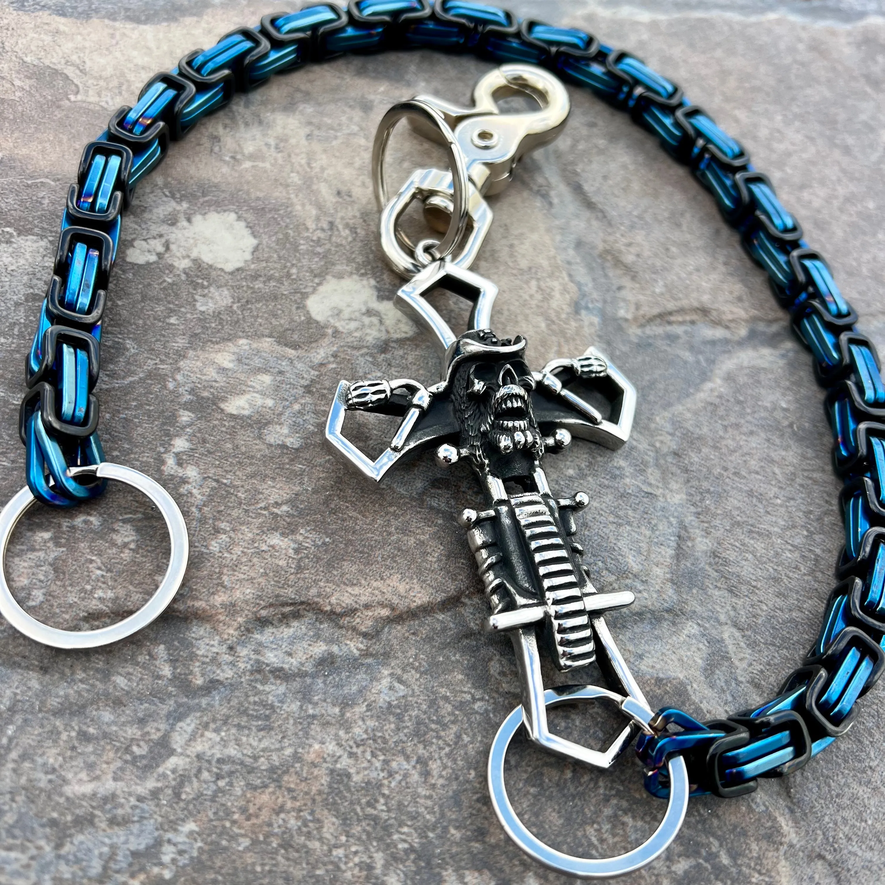 Cowboy Cross Wallet Chain - Black & Blue Daytona Heritage - WC226H
