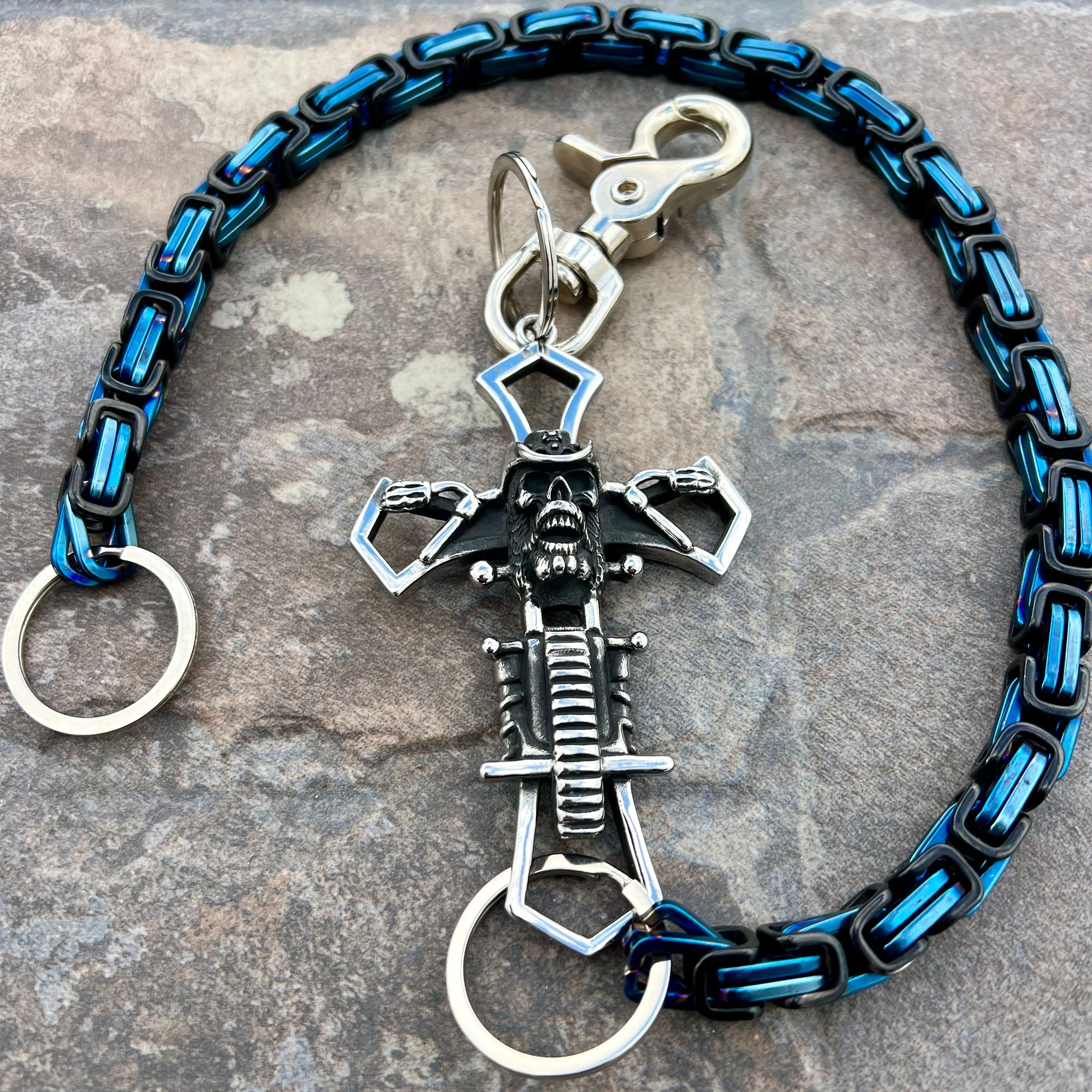 Cowboy Cross Wallet Chain - Black & Blue Daytona Heritage - WC226H