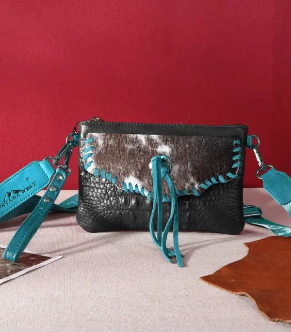 Croc cowhide Wristlet