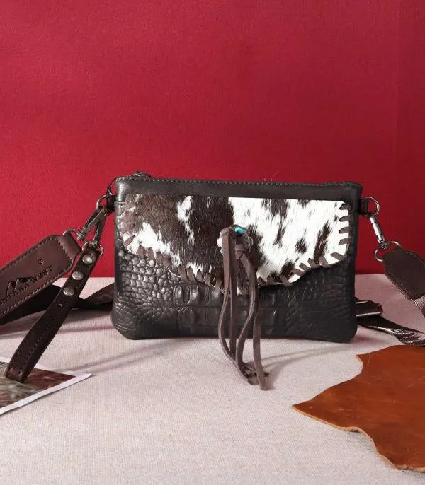 Croc cowhide Wristlet
