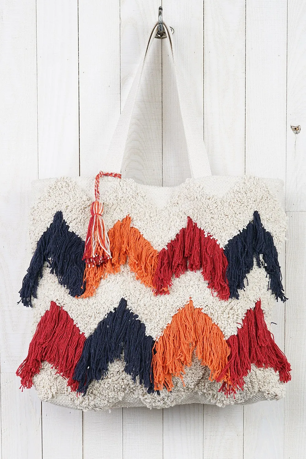 Fringe Zig Zag Tote Bag
