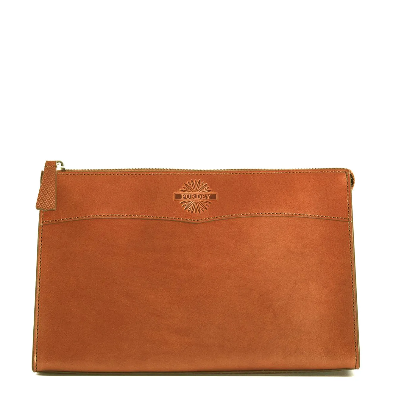 James Purdey Vegetable Tanned Leather Wash Bag Medium London Tan