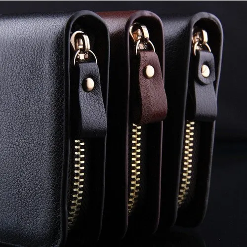 New brand genuine leather men's wallet clutch carteira money bags for men black coffee purse