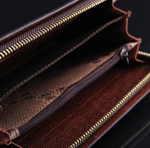 New brand genuine leather men's wallet clutch carteira money bags for men black coffee purse