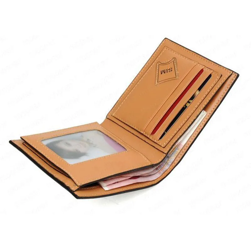 New Fashion Genuine   PU Leather Plaid Wallet Male Bag Brand Men Wallets Handbag Purse