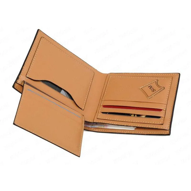New Fashion Genuine   PU Leather Plaid Wallet Male Bag Brand Men Wallets Handbag Purse