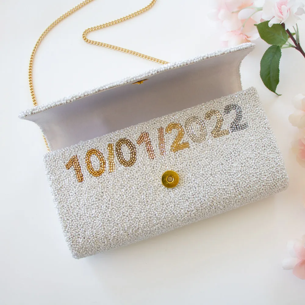 Personalized Hand Beaded Clutch (FOG)