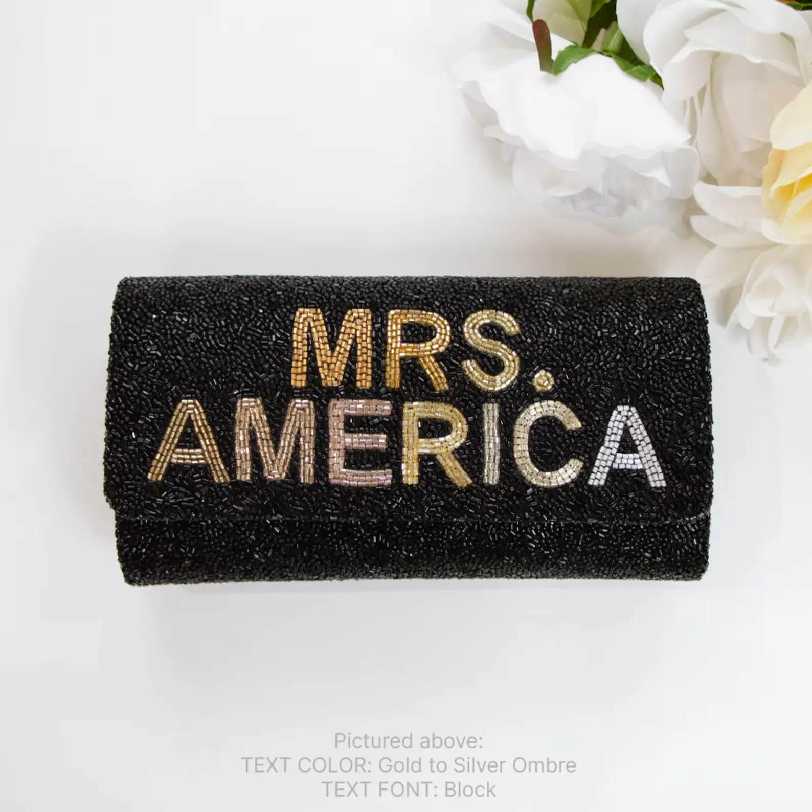 Personalized Hand Beaded Clutch (FOG)