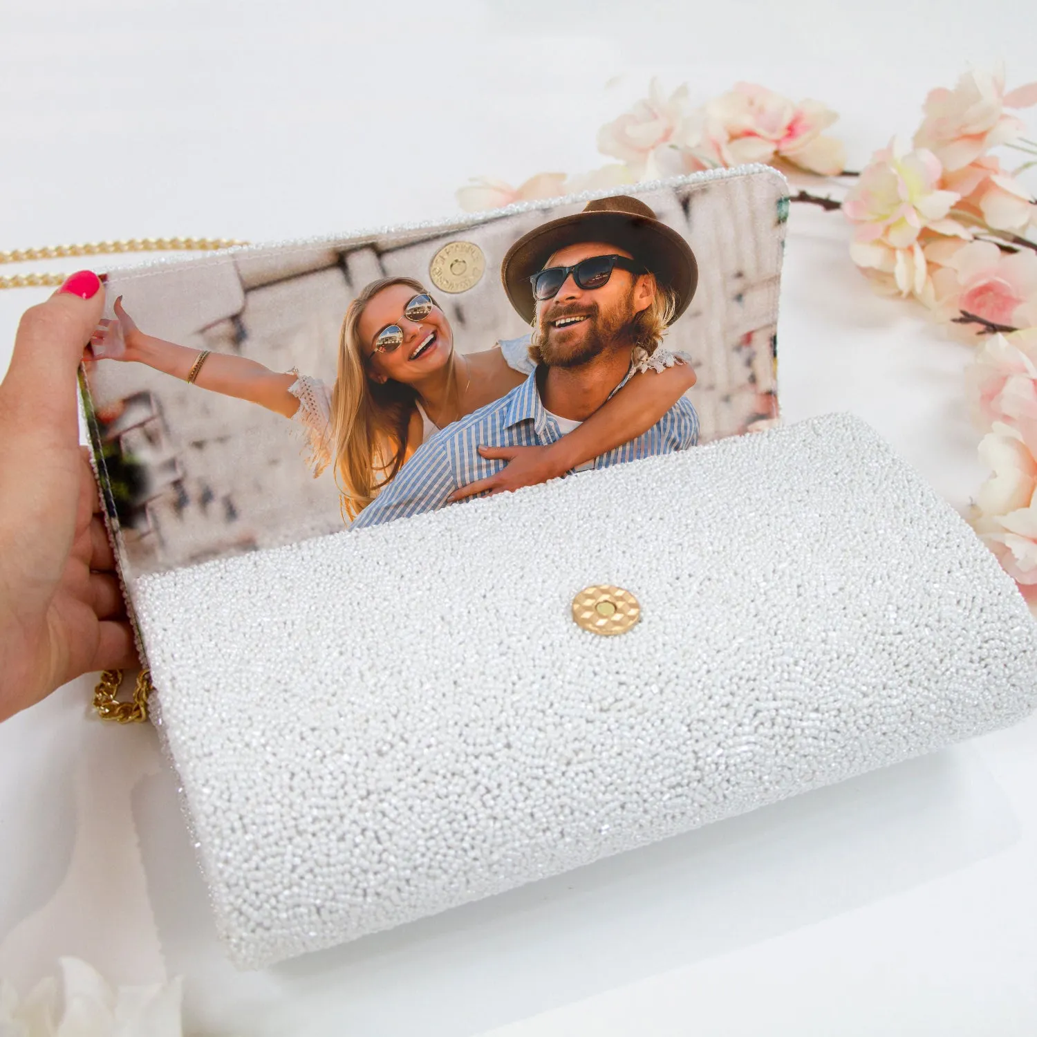 Personalized Hand Beaded Clutch (FOG)