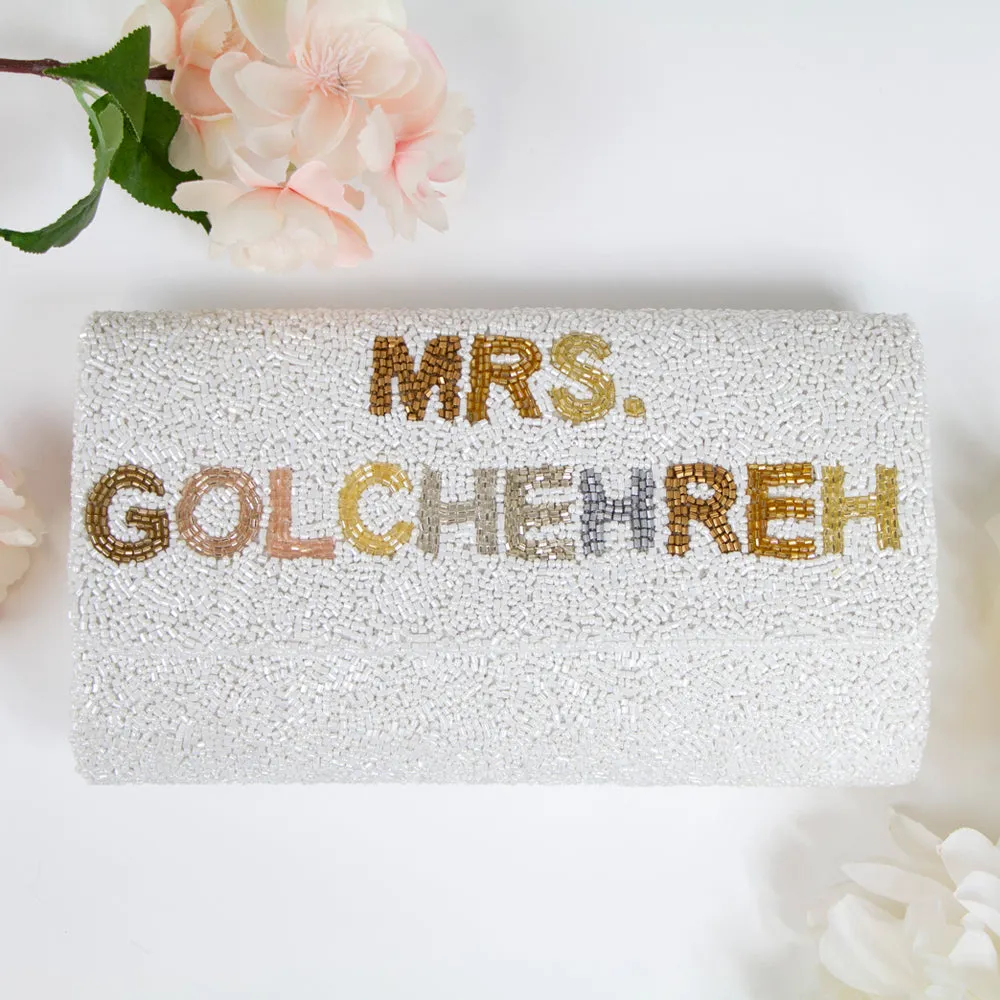 Personalized Hand Beaded Clutch (FOG)