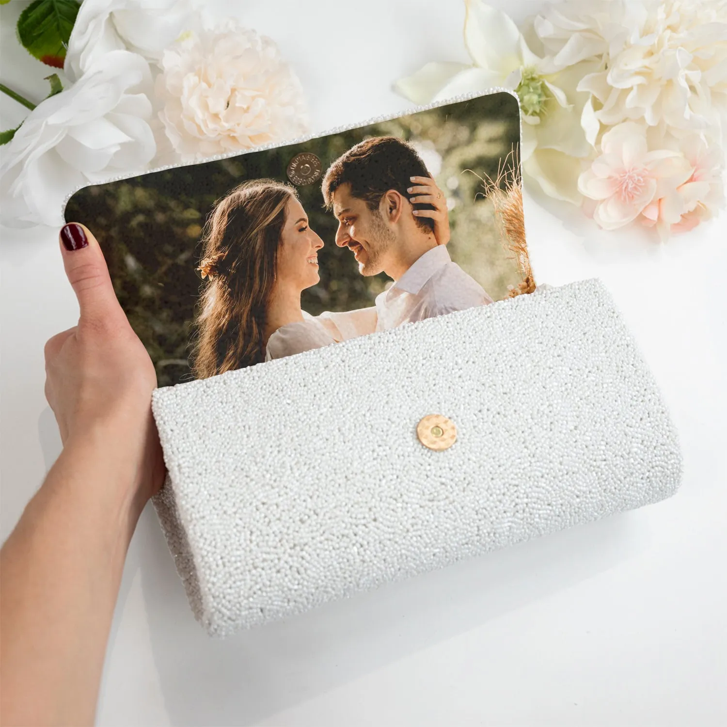 Personalized Hand Beaded Clutch (FOG)