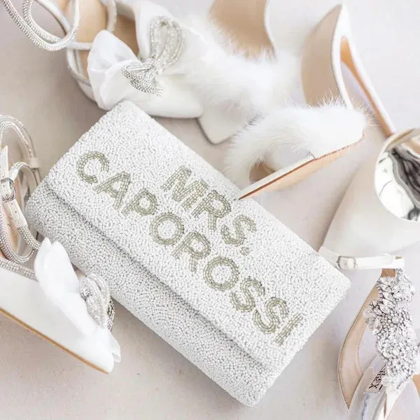 Personalized Hand Beaded Clutch (FOG)