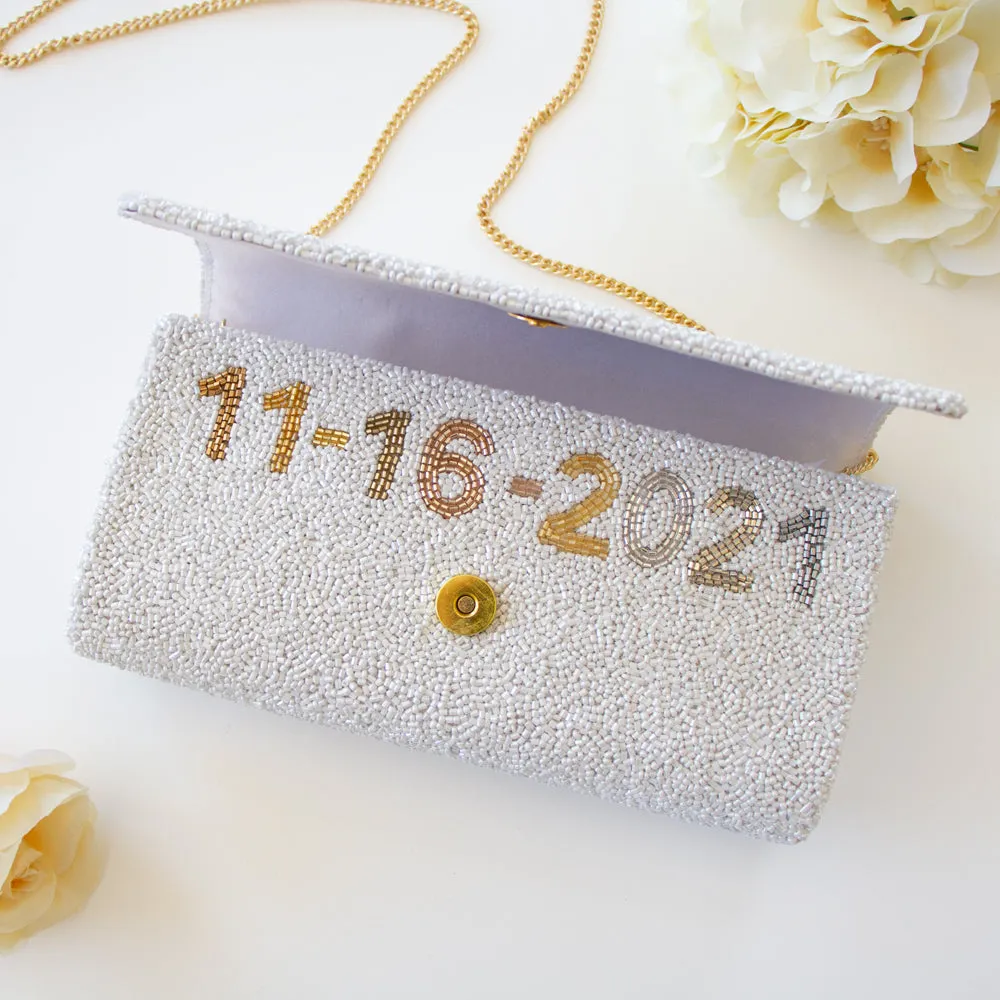 Personalized Hand Beaded Clutch (FOG)