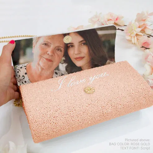 Personalized Hand Beaded Clutch (FOG)