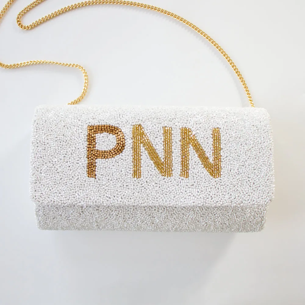 Personalized Hand Beaded Clutch (FOG)