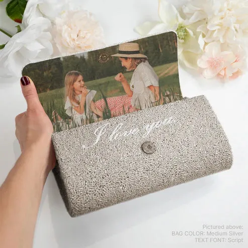 Personalized Hand Beaded Clutch (FOG)