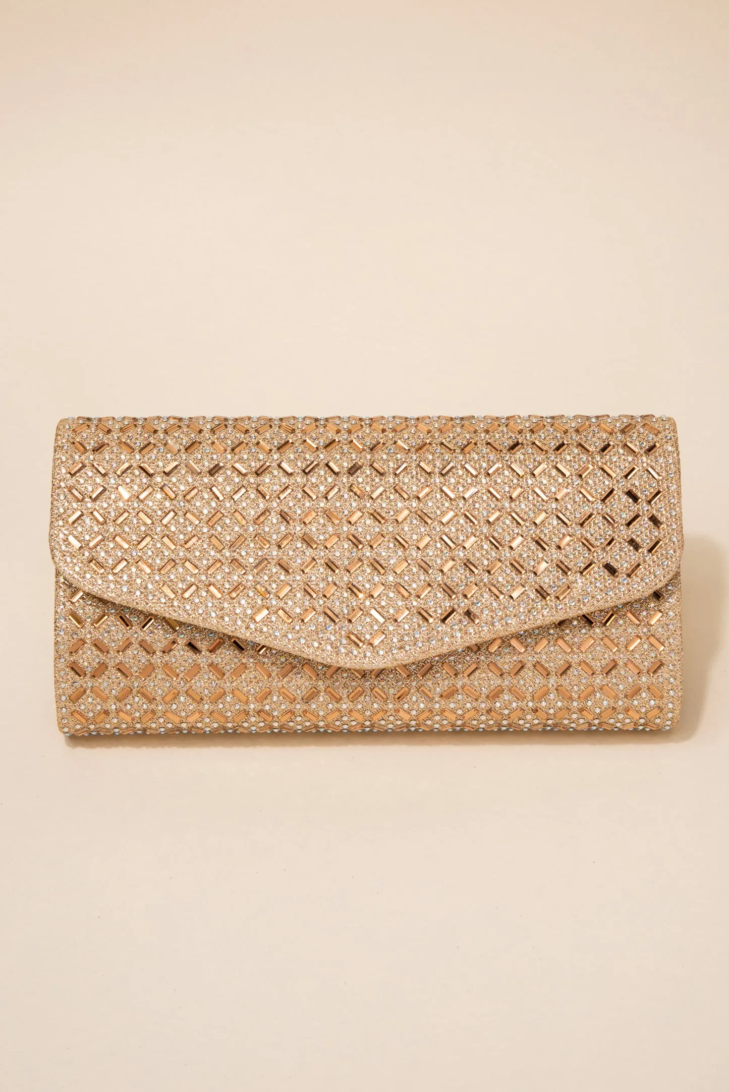 Rachel Diamond Grid Embellished Envelope Clutch
