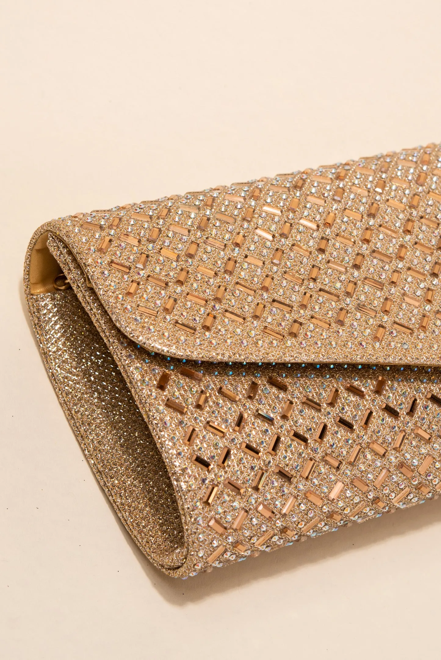 Rachel Diamond Grid Embellished Envelope Clutch