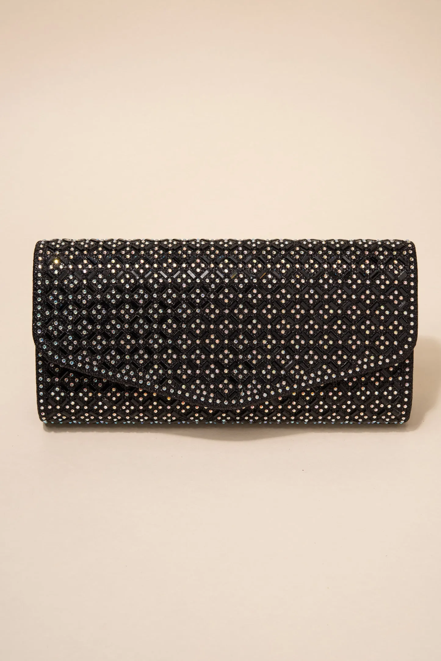 Rachel Diamond Grid Embellished Envelope Clutch