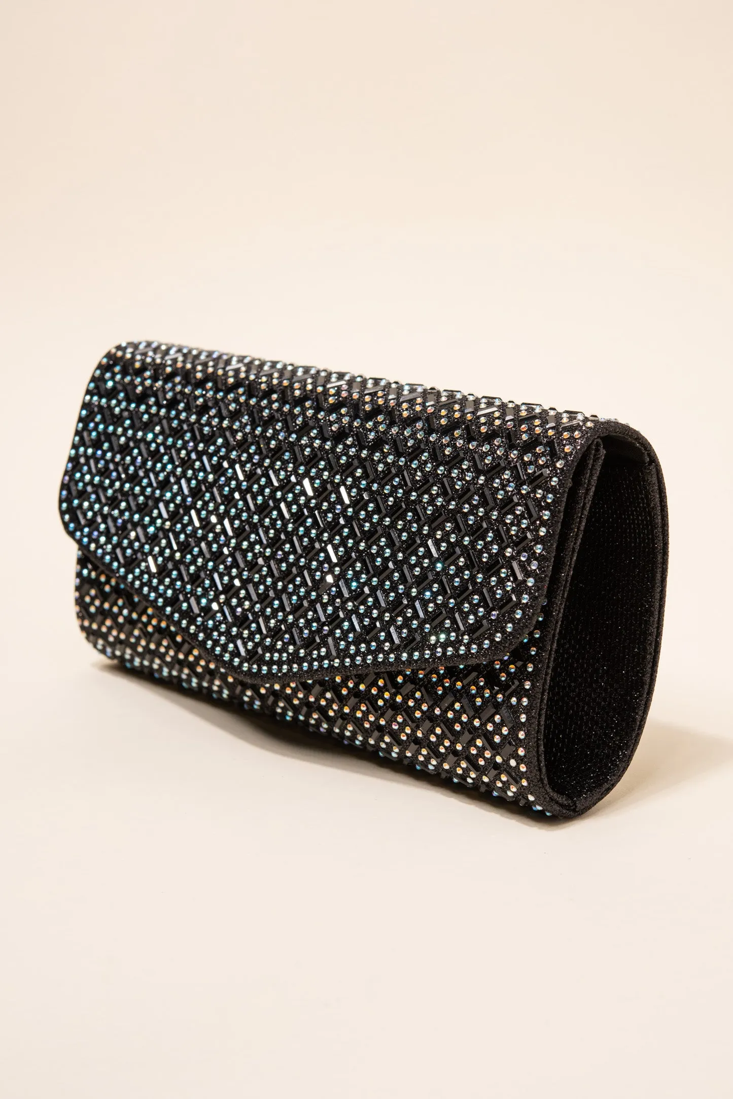 Rachel Diamond Grid Embellished Envelope Clutch