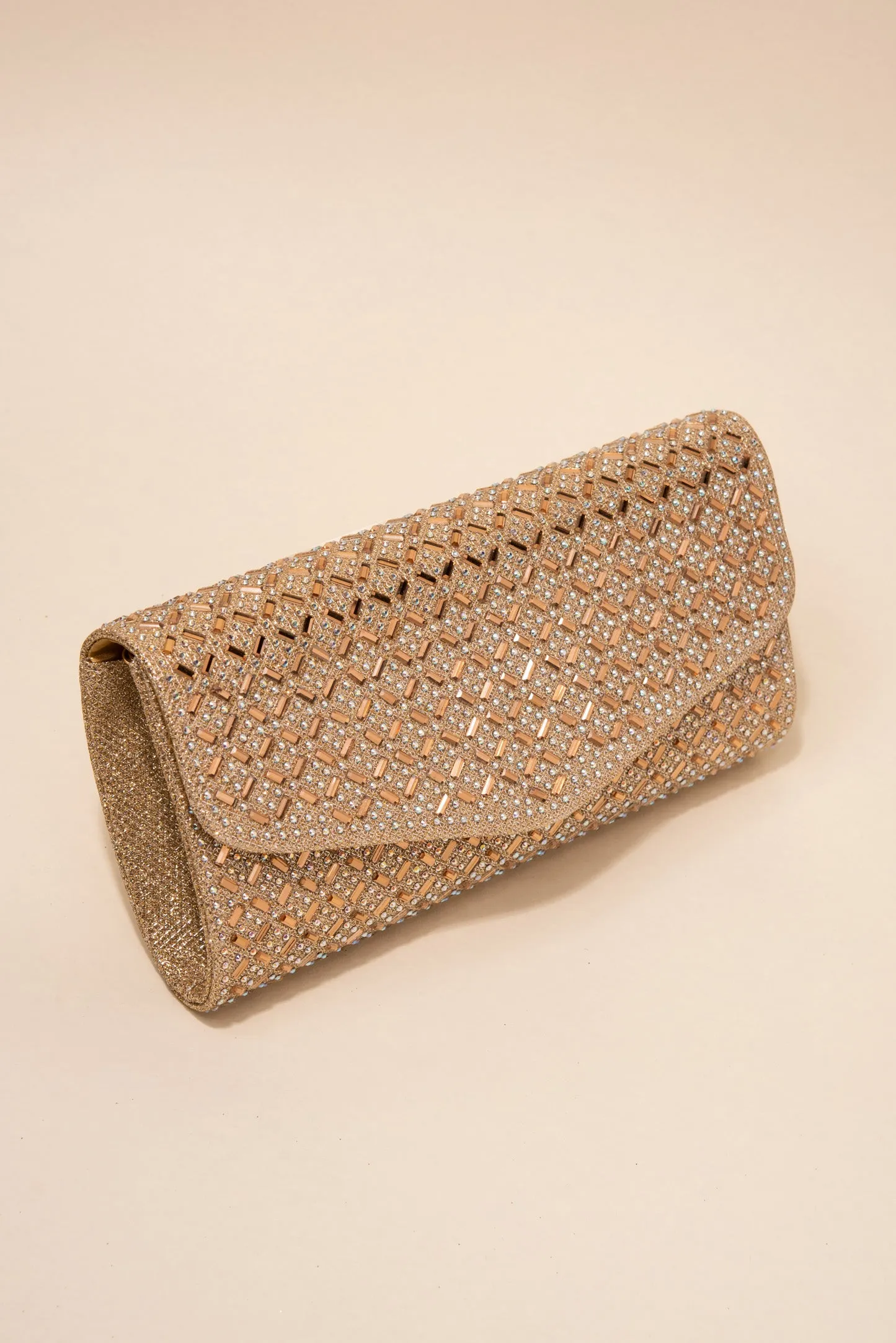 Rachel Diamond Grid Embellished Envelope Clutch