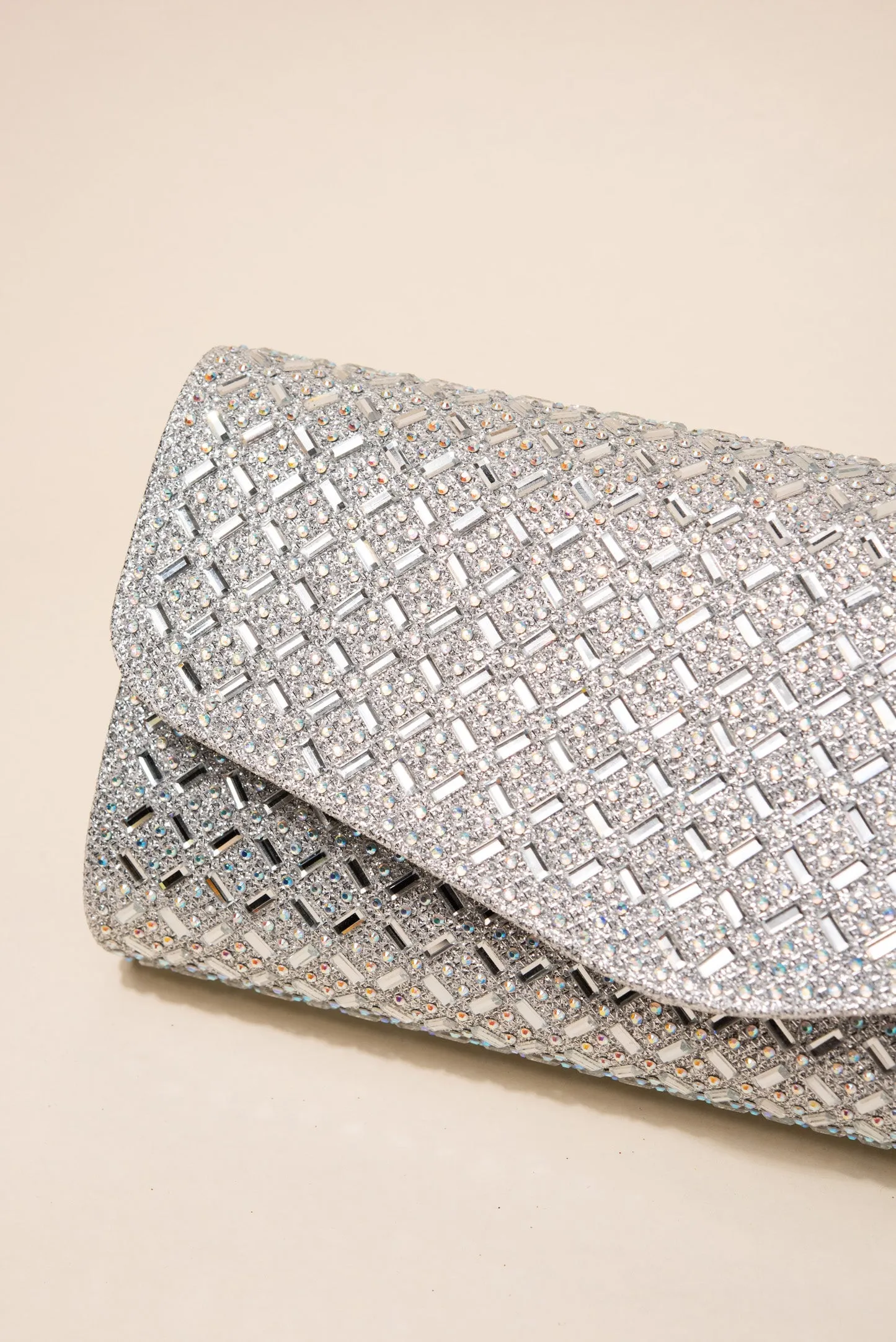 Rachel Diamond Grid Embellished Envelope Clutch