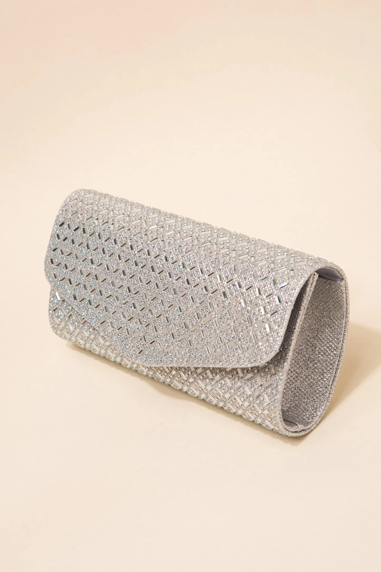 Rachel Diamond Grid Embellished Envelope Clutch