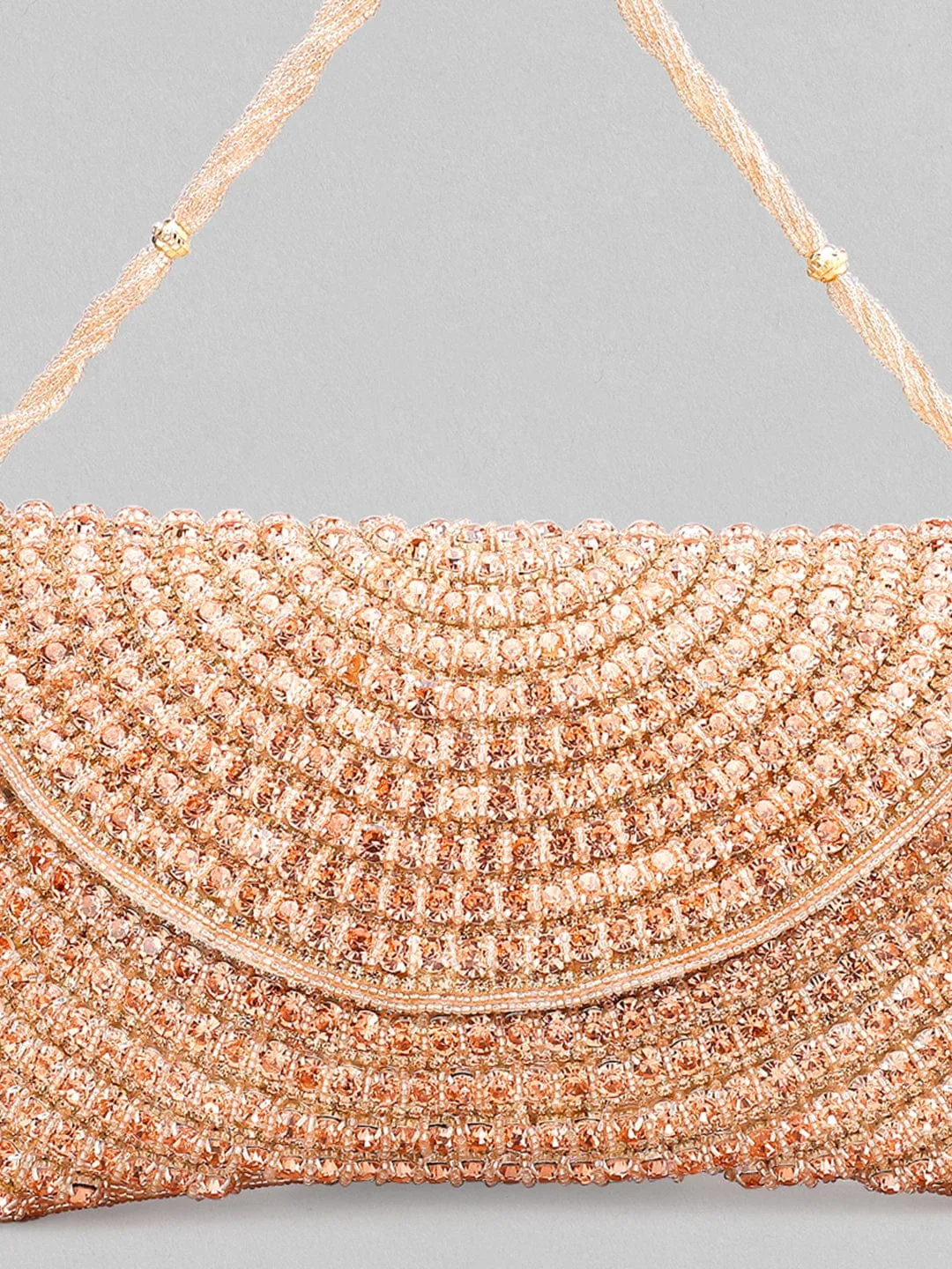 Rubans Brown Stoned Beadwork Hand Bag