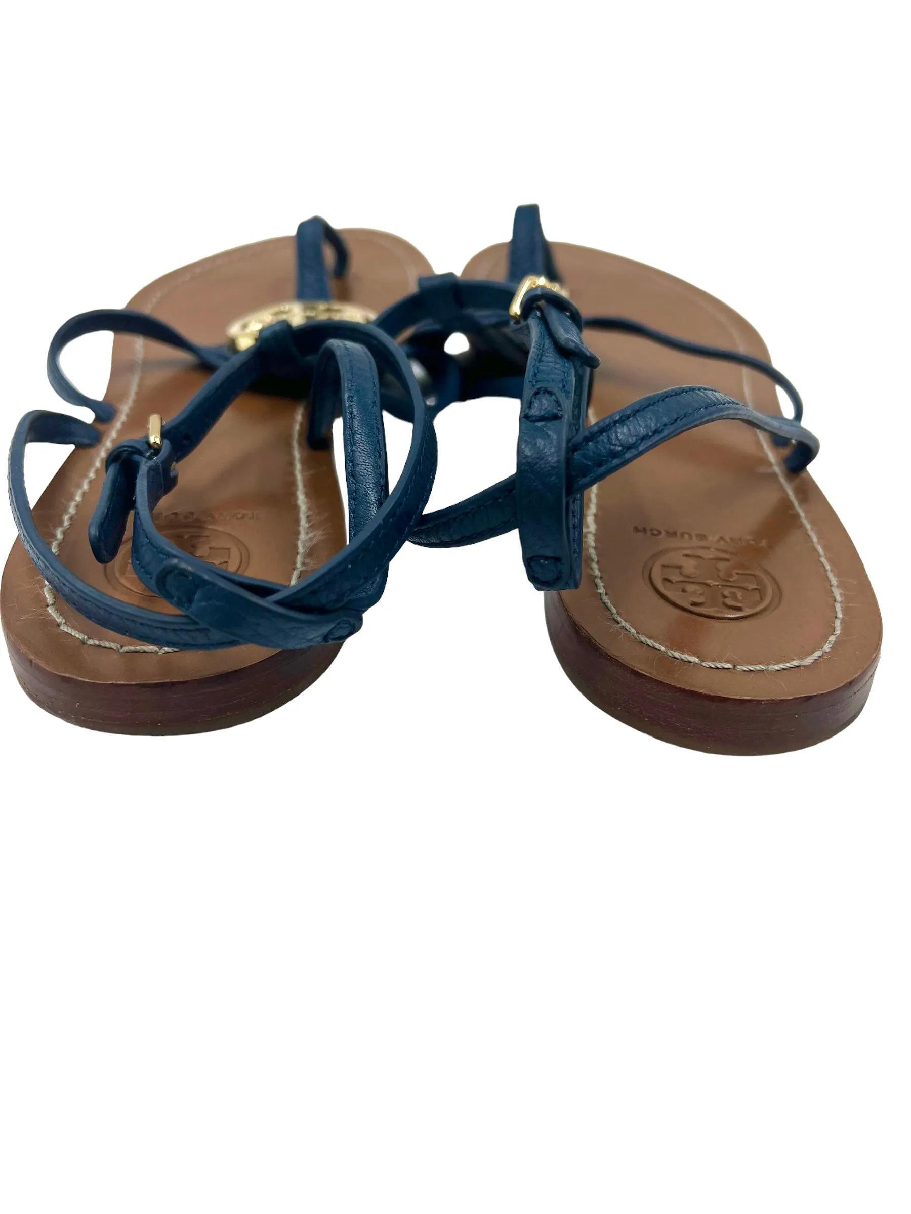 Tory Burch Blue Leather Size 10 'Miller' Sandals