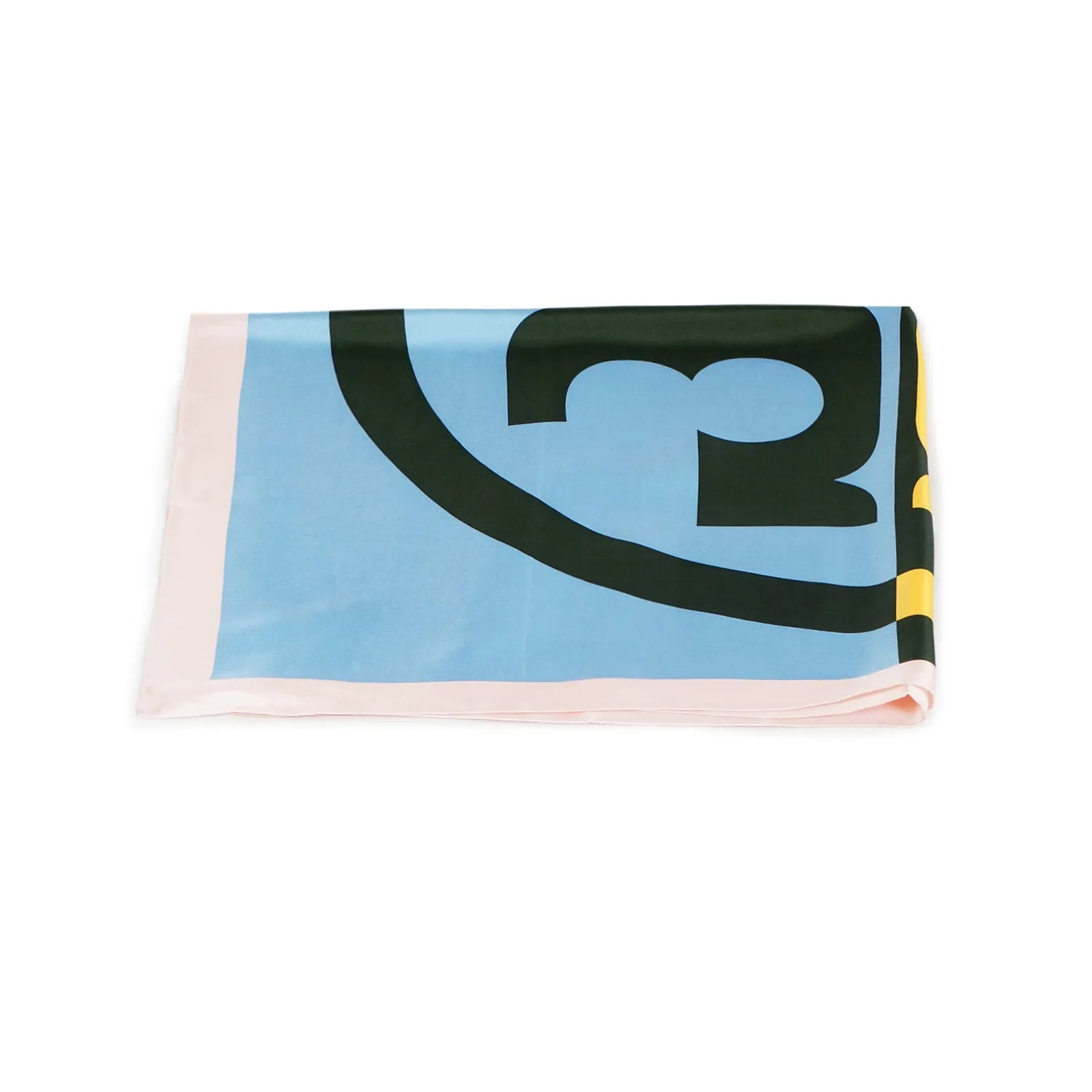 TORY BURCH COLOR-BLOCK LOGO SILK SQUARE IN WHITE
