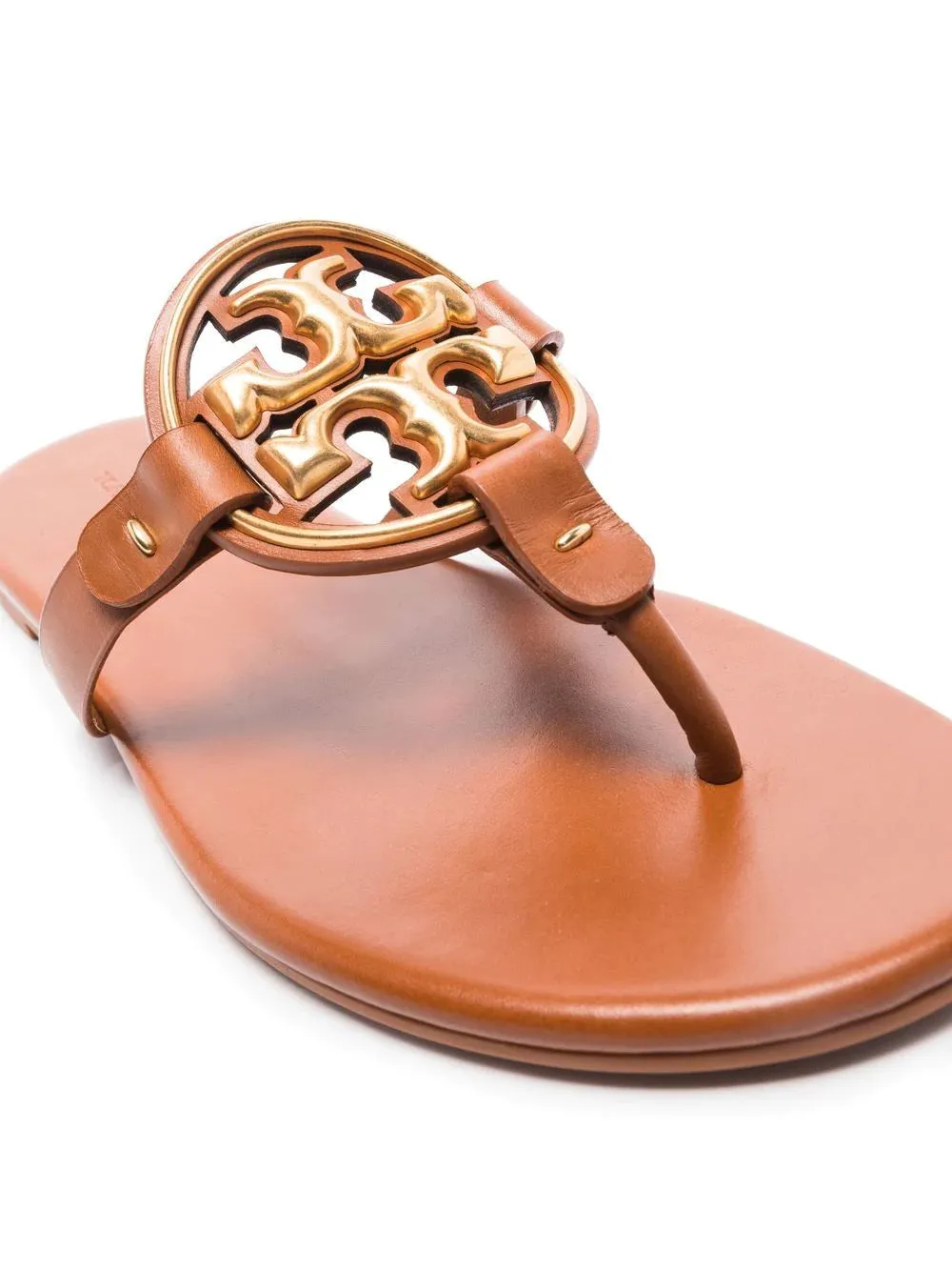 TORY BURCH METAL MILLER SOFT SLIDES IN BROWN