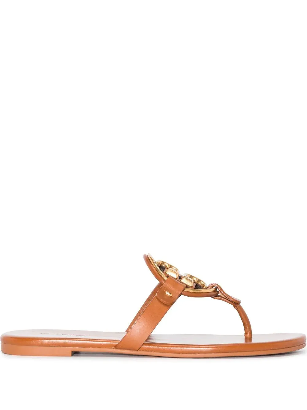 TORY BURCH METAL MILLER SOFT SLIDES IN BROWN