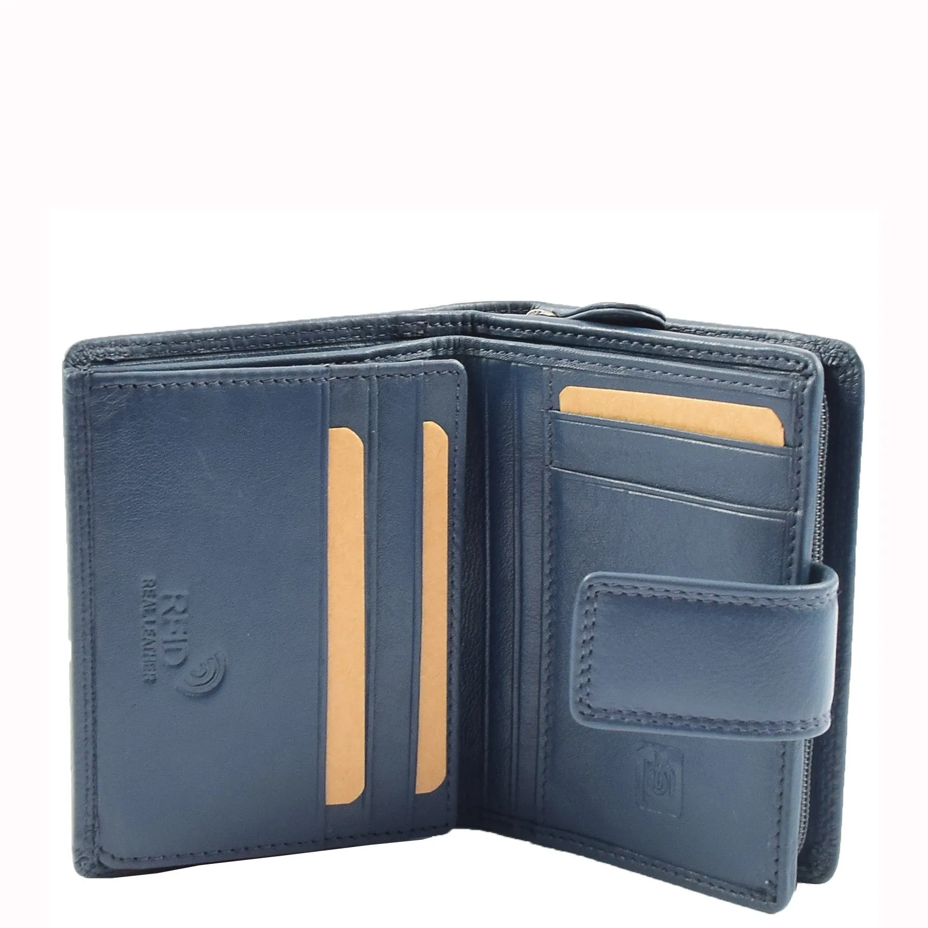 Womens Purse Real Soft Premium Leather Bi Fold HOL1132 Navy