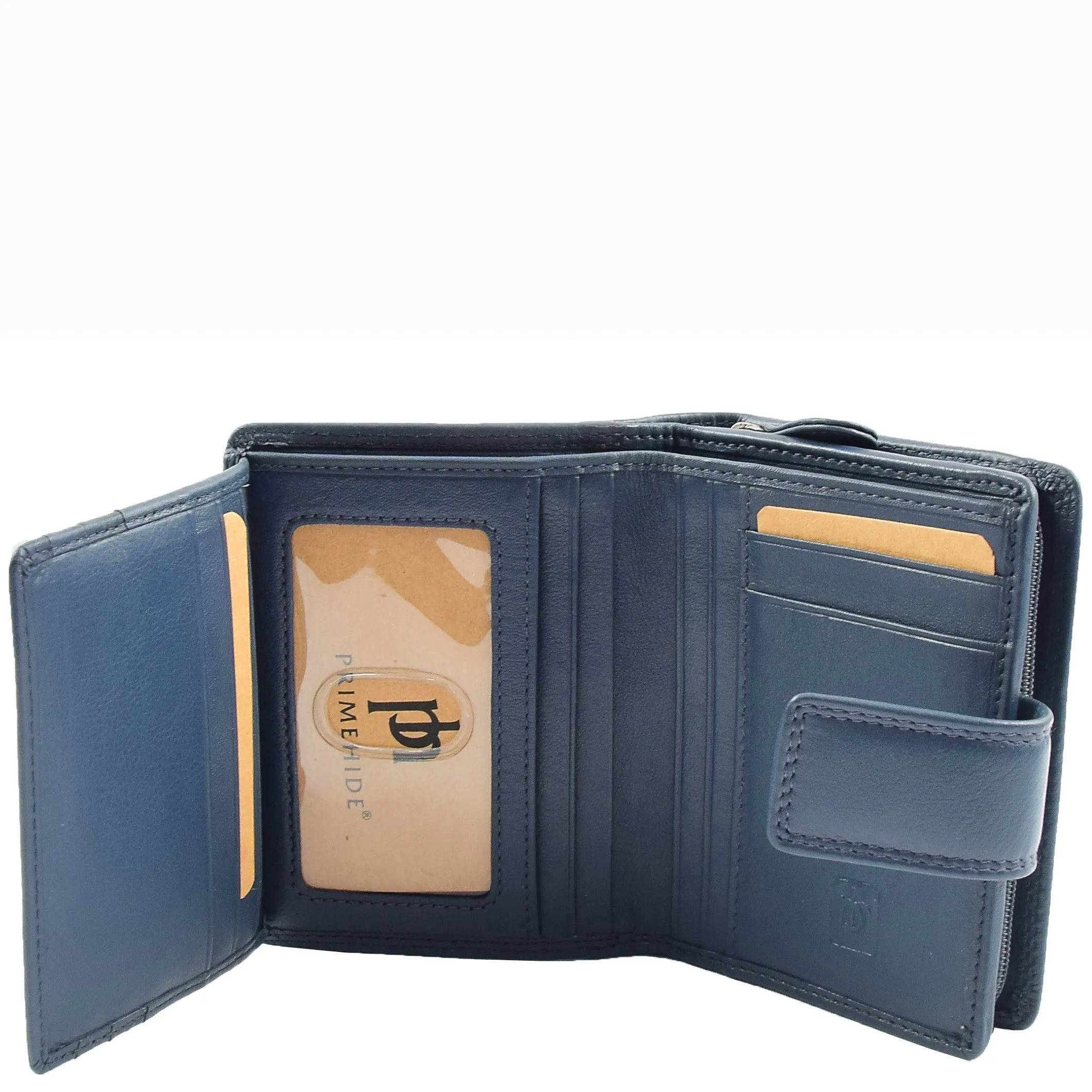 Womens Purse Real Soft Premium Leather Bi Fold HOL1132 Navy